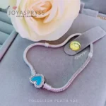 PANDORA PLATA - PULSERA CHARM CORAZON AZUL
