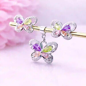 CONJUNTO PLATA - MARIPOSA MULTICOLOR ELEGANTE