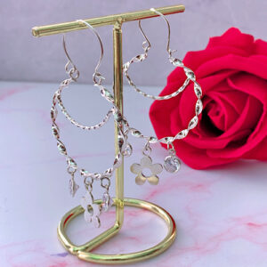 ARGOLLAS PLATA - FLOR CON ZIRCONES 33MM